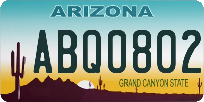 AZ license plate ABQ0802