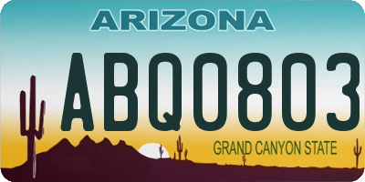 AZ license plate ABQ0803