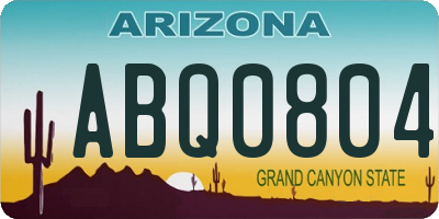 AZ license plate ABQ0804