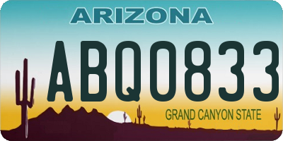 AZ license plate ABQ0833
