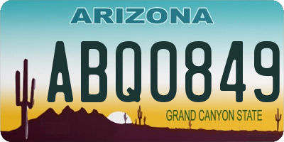 AZ license plate ABQ0849