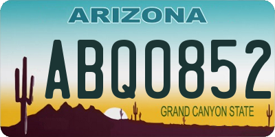 AZ license plate ABQ0852