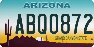AZ license plate ABQ0872