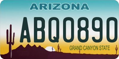 AZ license plate ABQ0890