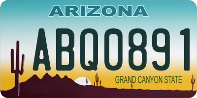 AZ license plate ABQ0891