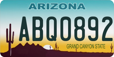 AZ license plate ABQ0892