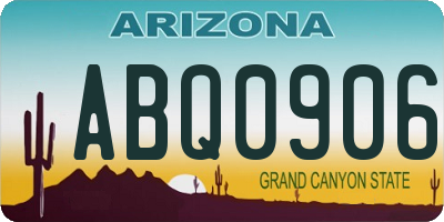 AZ license plate ABQ0906