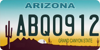 AZ license plate ABQ0912