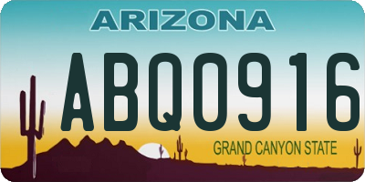 AZ license plate ABQ0916