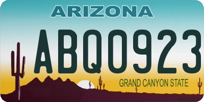 AZ license plate ABQ0923