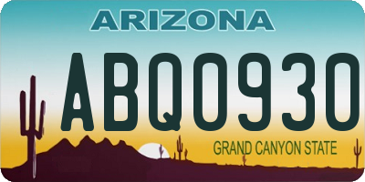 AZ license plate ABQ0930