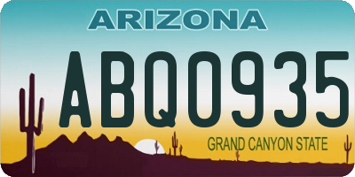 AZ license plate ABQ0935