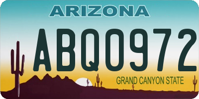 AZ license plate ABQ0972