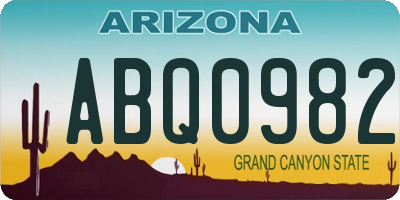 AZ license plate ABQ0982