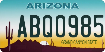 AZ license plate ABQ0985