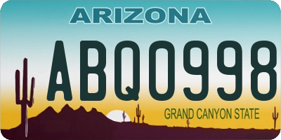 AZ license plate ABQ0998