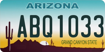 AZ license plate ABQ1033