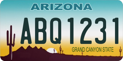 AZ license plate ABQ1231