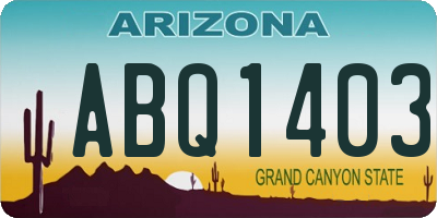 AZ license plate ABQ1403