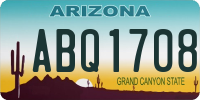 AZ license plate ABQ1708