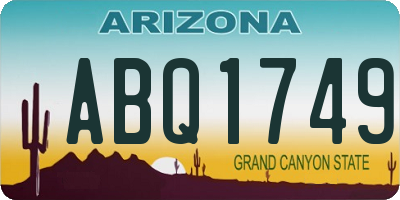 AZ license plate ABQ1749