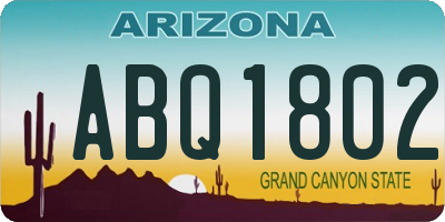 AZ license plate ABQ1802