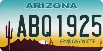 AZ license plate ABQ1925