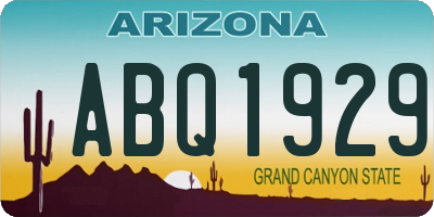 AZ license plate ABQ1929