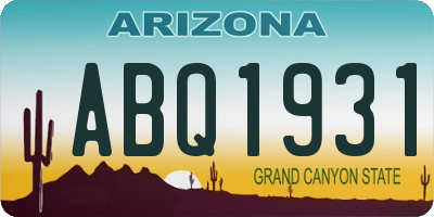 AZ license plate ABQ1931