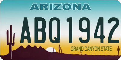 AZ license plate ABQ1942