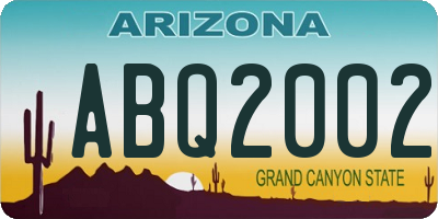 AZ license plate ABQ2002