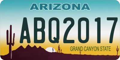 AZ license plate ABQ2017