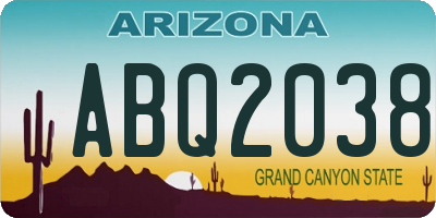 AZ license plate ABQ2038