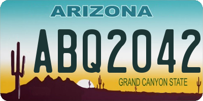AZ license plate ABQ2042