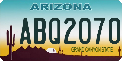 AZ license plate ABQ2070