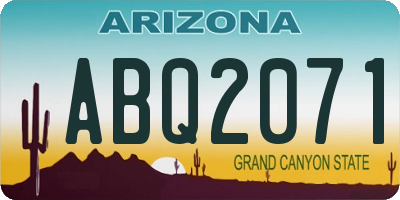 AZ license plate ABQ2071