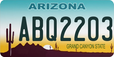 AZ license plate ABQ2203