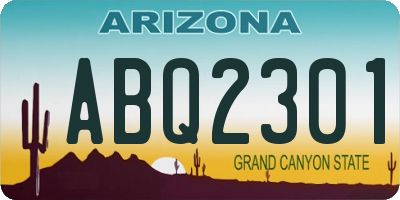 AZ license plate ABQ2301
