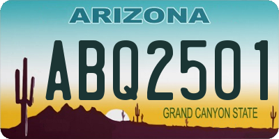 AZ license plate ABQ2501