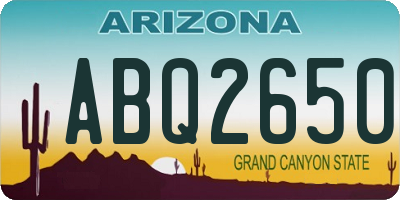 AZ license plate ABQ2650