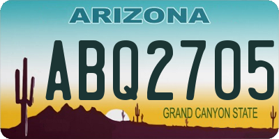 AZ license plate ABQ2705