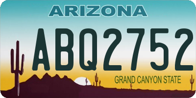 AZ license plate ABQ2752