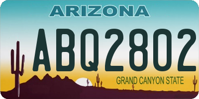 AZ license plate ABQ2802