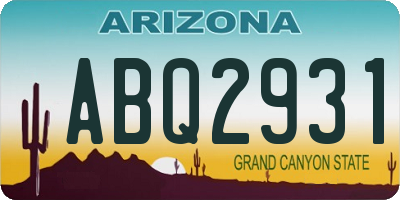 AZ license plate ABQ2931