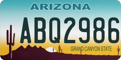 AZ license plate ABQ2986