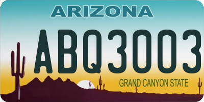 AZ license plate ABQ3003