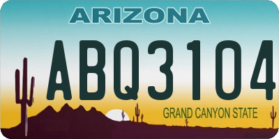 AZ license plate ABQ3104