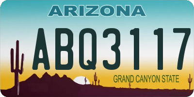 AZ license plate ABQ3117