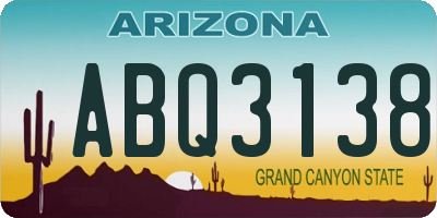 AZ license plate ABQ3138