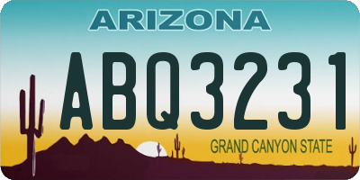 AZ license plate ABQ3231